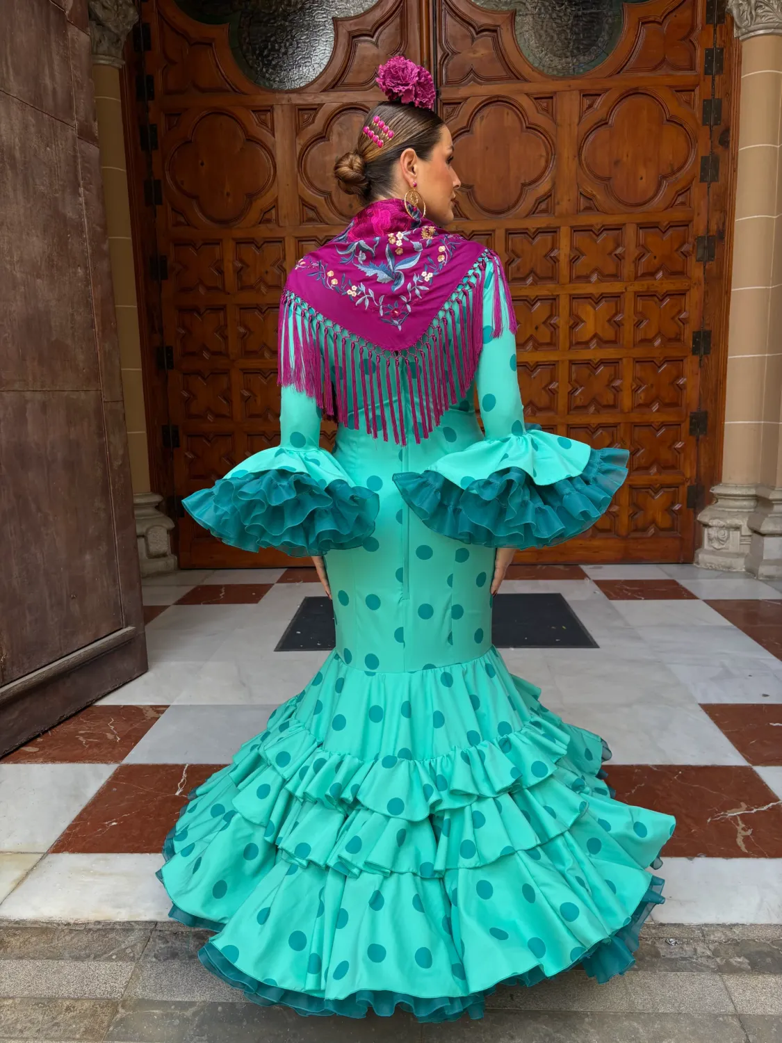 Viva La Feria Canastero Musgo robe flamenca à volants