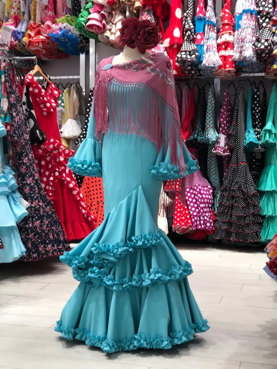 Viva la Feria Moda Flamenca Carmín robe gitane unie volants