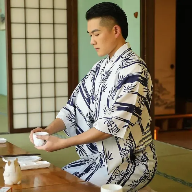 Esprit du Japon Kimono Bamboo homme yukata coton