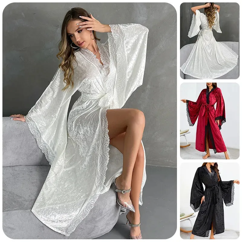 Esprit du Japon Peignoir kimono long femme velours