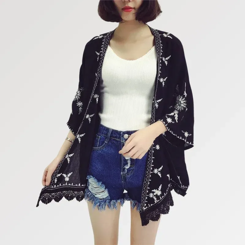 Japon style Flaked kimono court dentelle