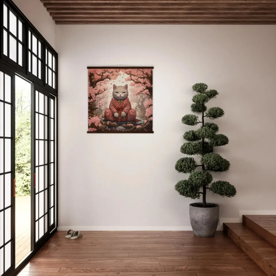 Japon style Tableau Sakura Japonais ‘manekineko’
