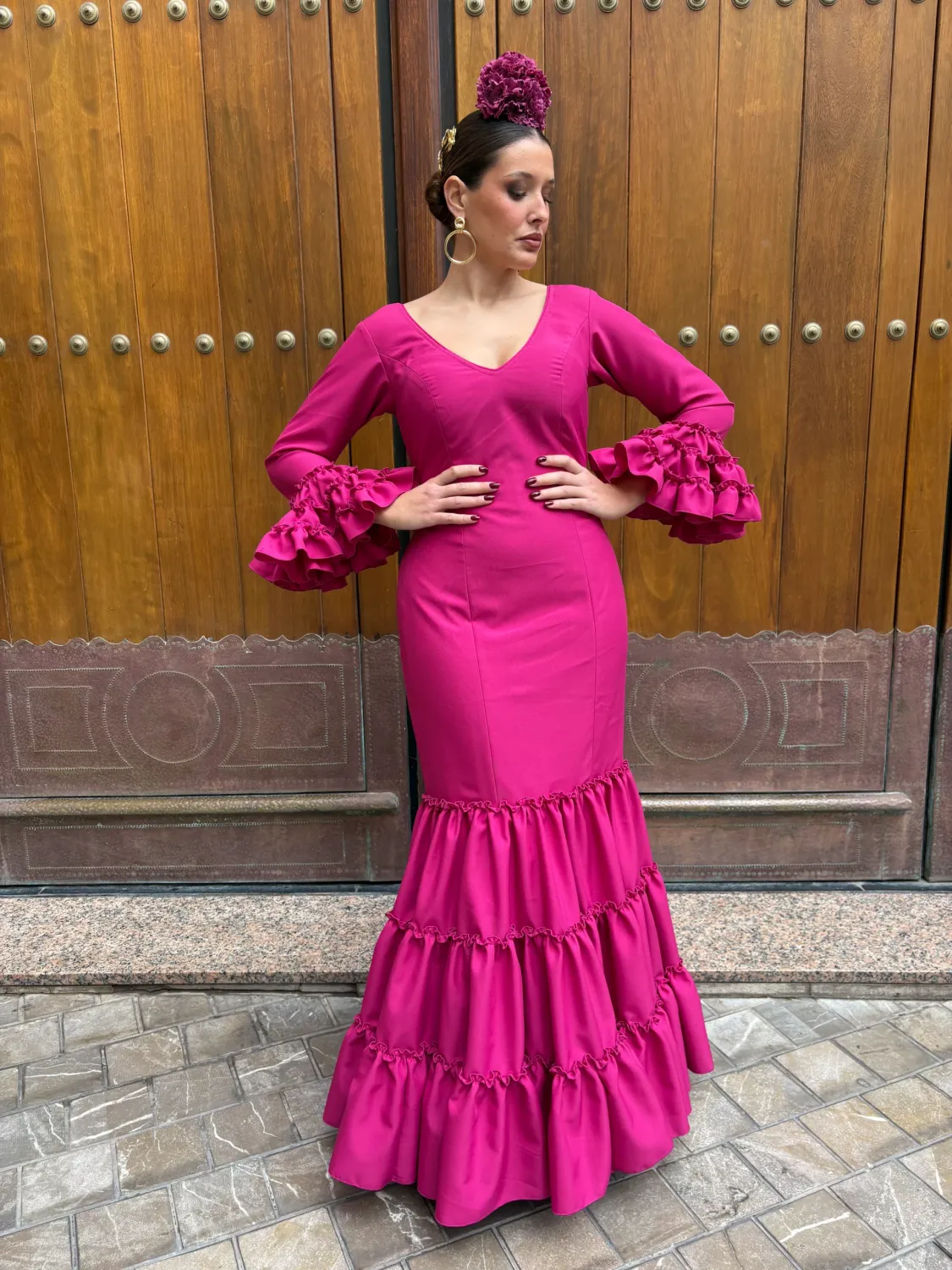 Viva La Feria Vanesa robe flamenca unie stretch canastero