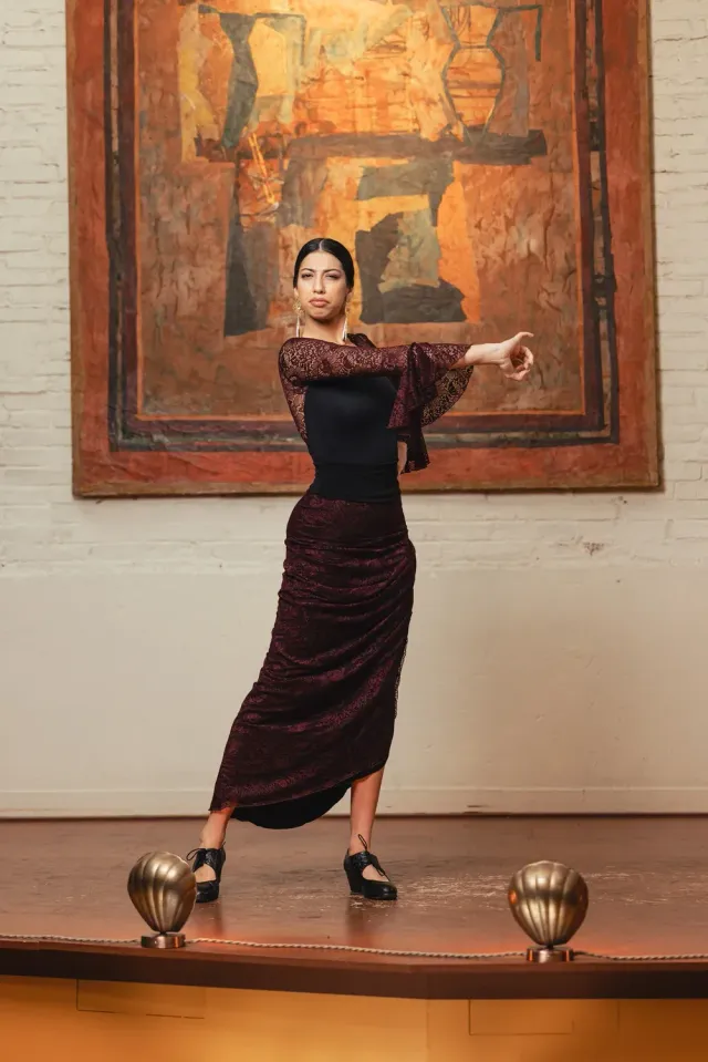 Viva La Feria Vejer jupe danse flamenco blonda