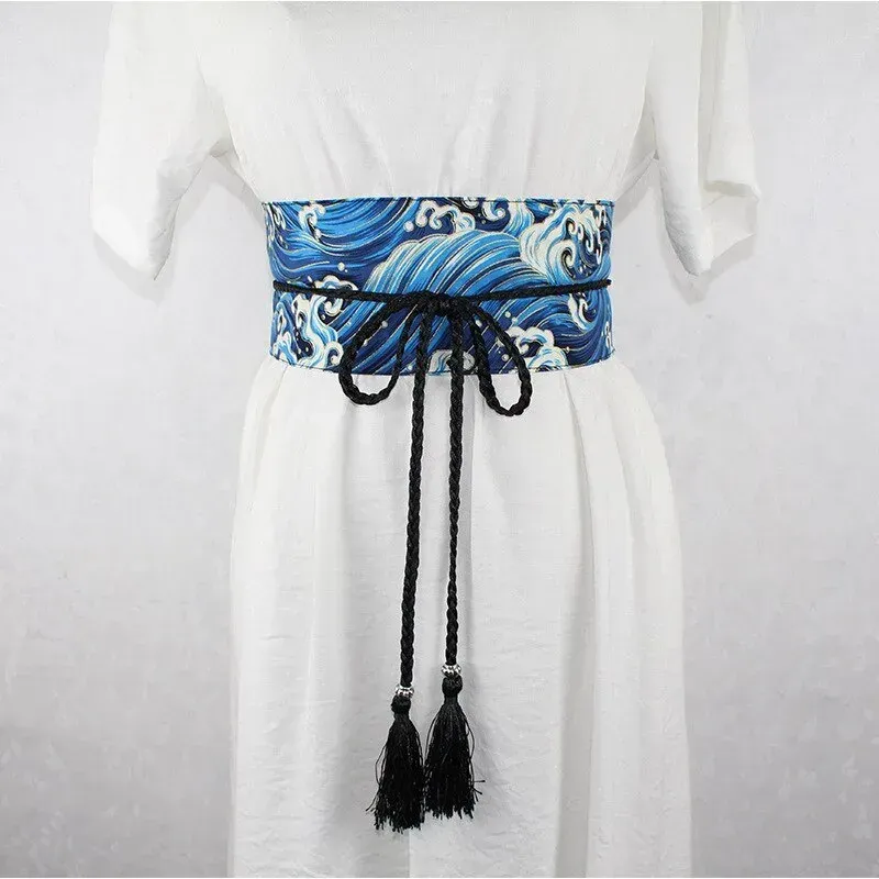 Japon style Ceinture Japonaise Femme ceinture obi bleu