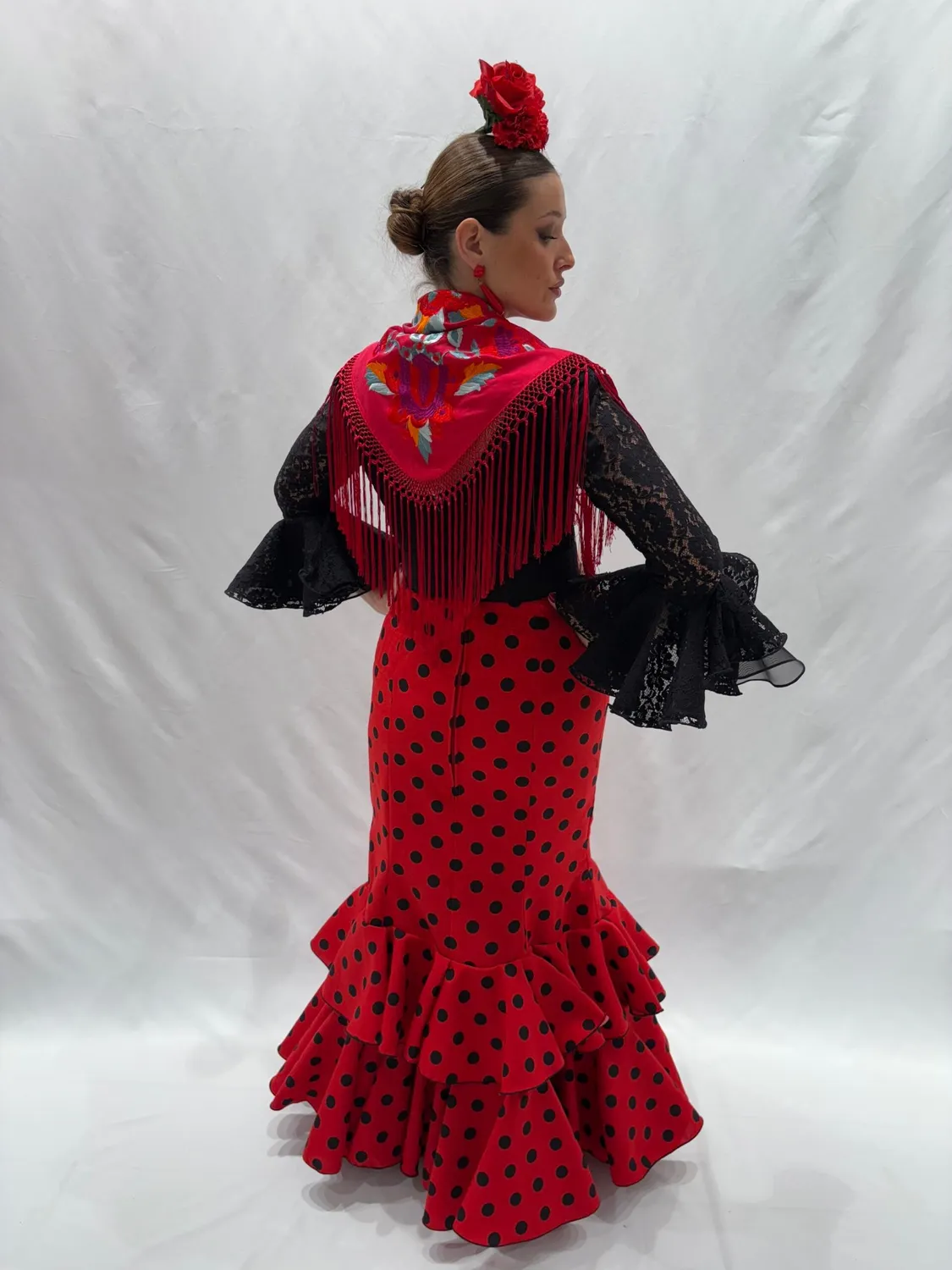 VIVA LA FERIA-MODA FLAMENCA Málaga jupe flamenca rouge à pois