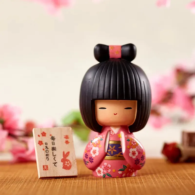 Esprit du Japon figurine kimono 14 cm fleurs cerisier