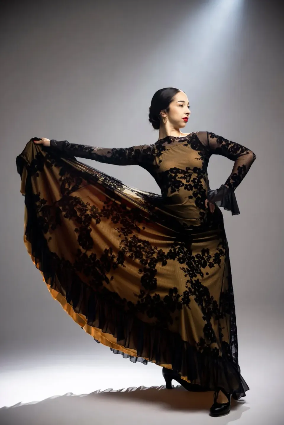 VIVA LA FERIA-MODA FLAMENCA Raíz robe flamenca en tulle extensible