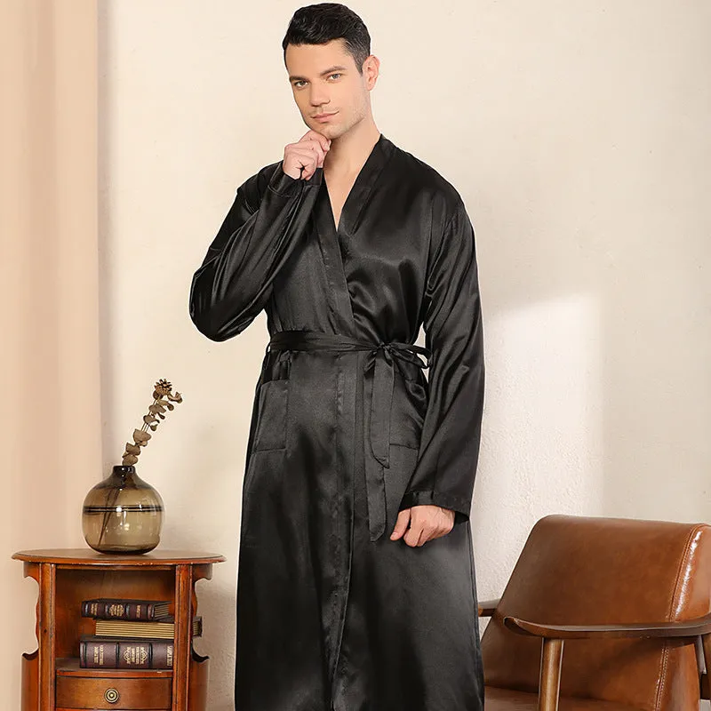 Esprit du Japon peignoir kimono homme satin ceinture