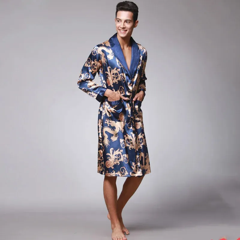 Esprit du Japon robe de chambre homme satin dragon