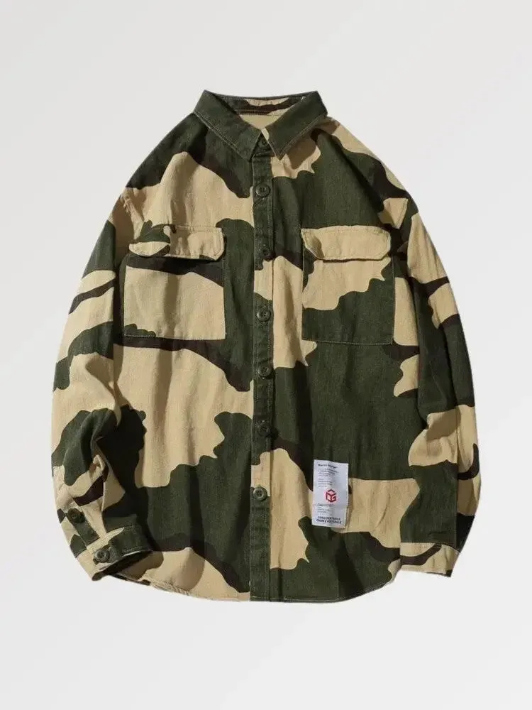 Japon style Camo Okiro chemise large homme coton