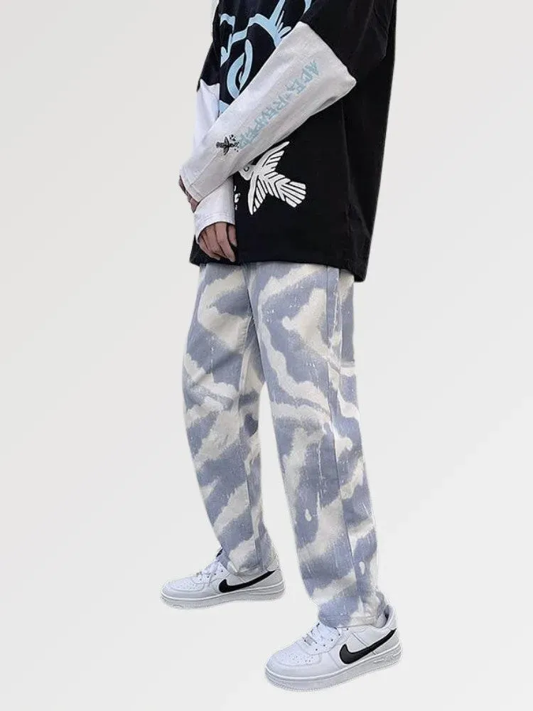 Japon style springfit jean homme tie and dye