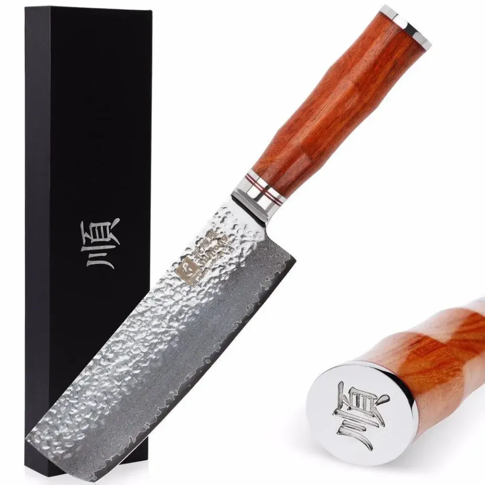 Japon style Damascus Nakiri Knife Aomori couteau de cuisine damas
