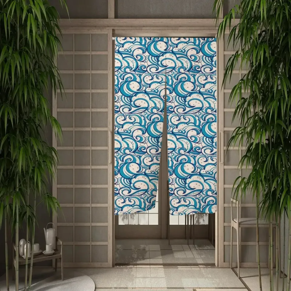 Japon style Tenshi noren rideau japonais motif floral