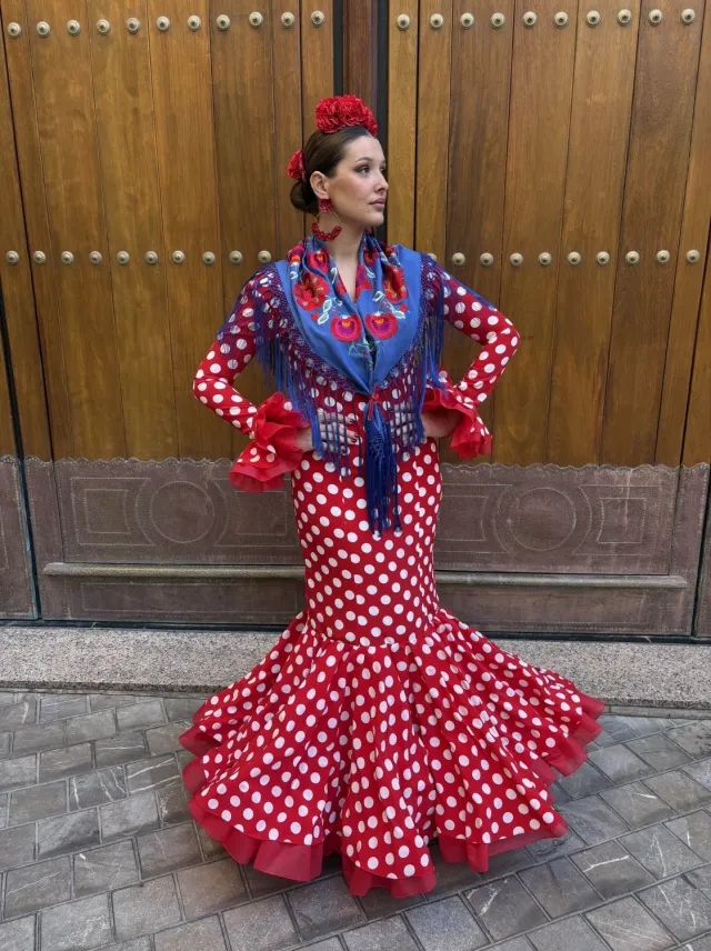 Viva La Feria Emperatriz robe flamenco rouge à pois