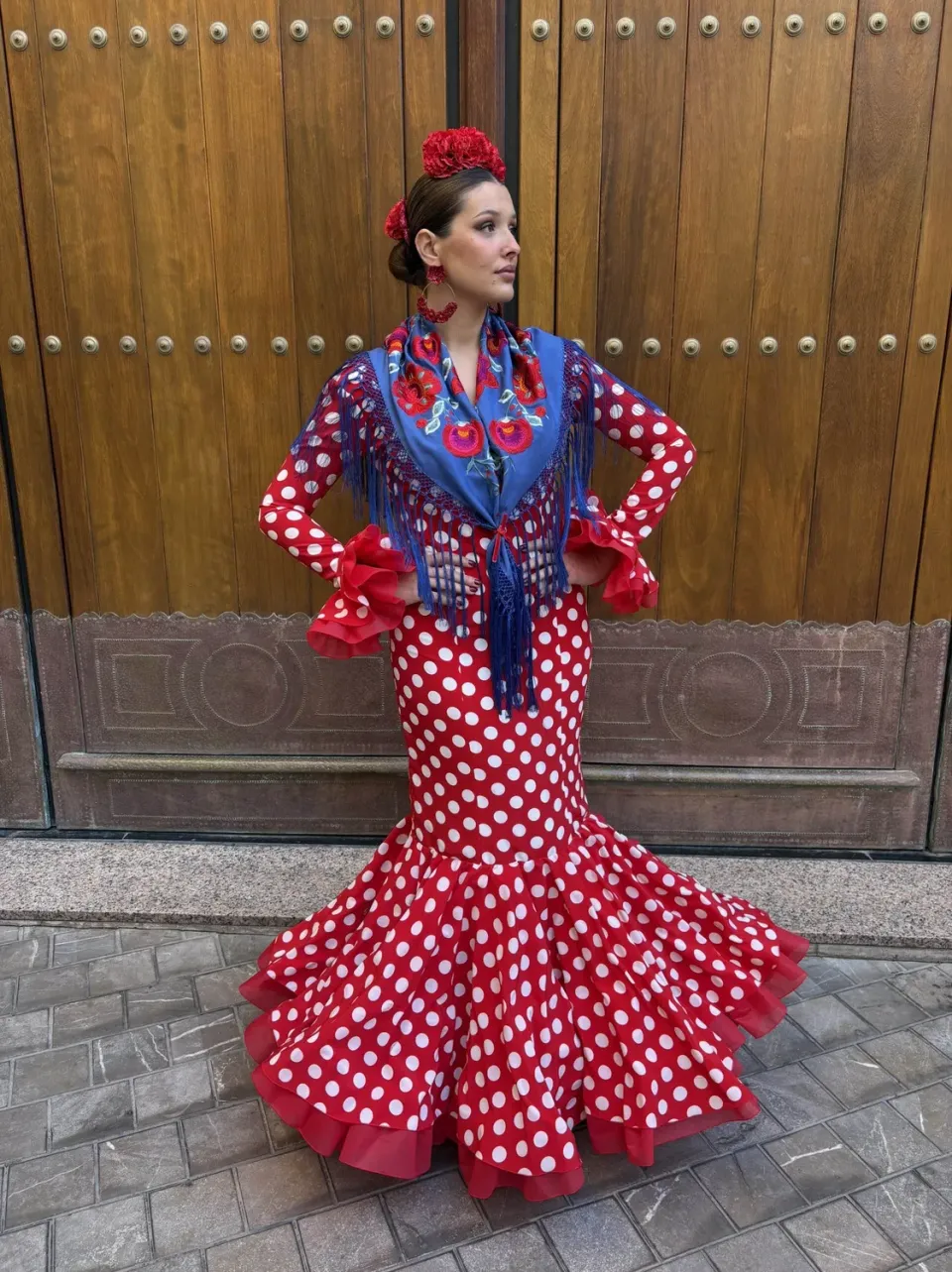 Viva La Feria Emperatriz robe flamenco rouge à pois