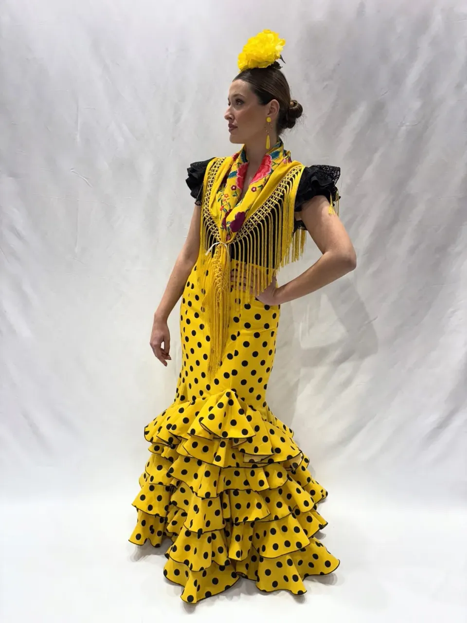 Viva la Feria Almeria jupe gitane jaune pois noirs