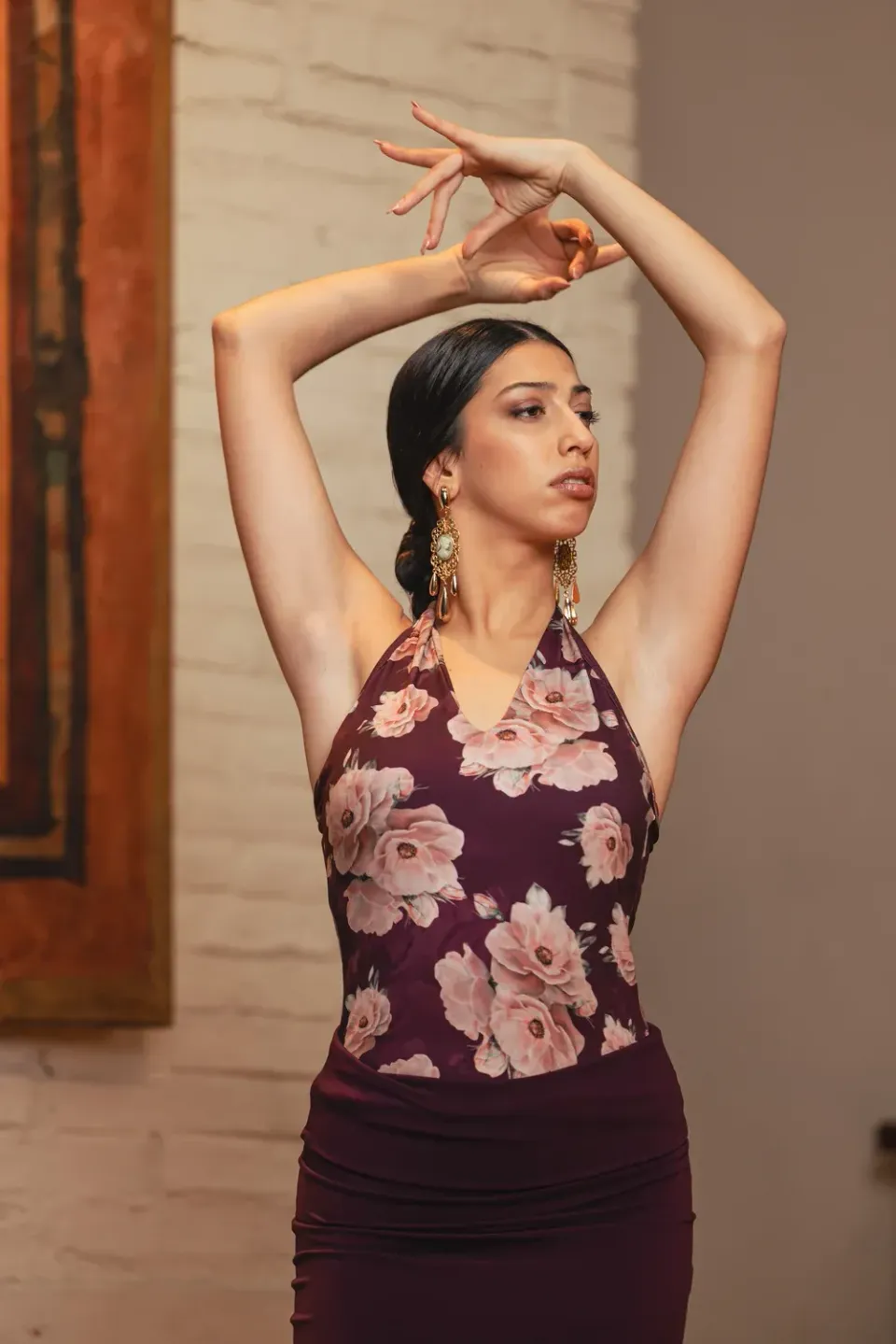 Mostazal top danse flamenco stretch imprimé halter