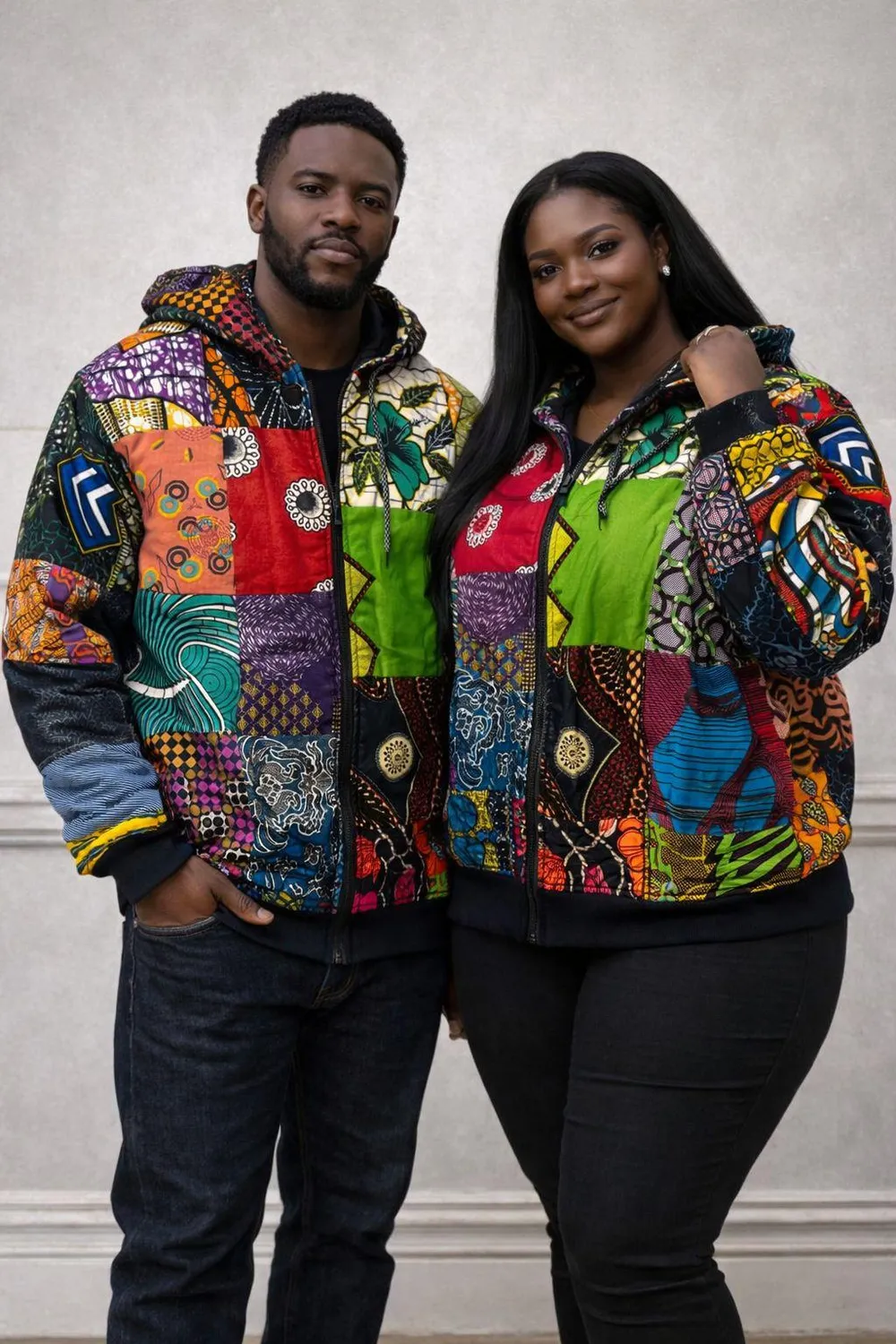 KAVAZI veste patchwork réversible wax unisexe
