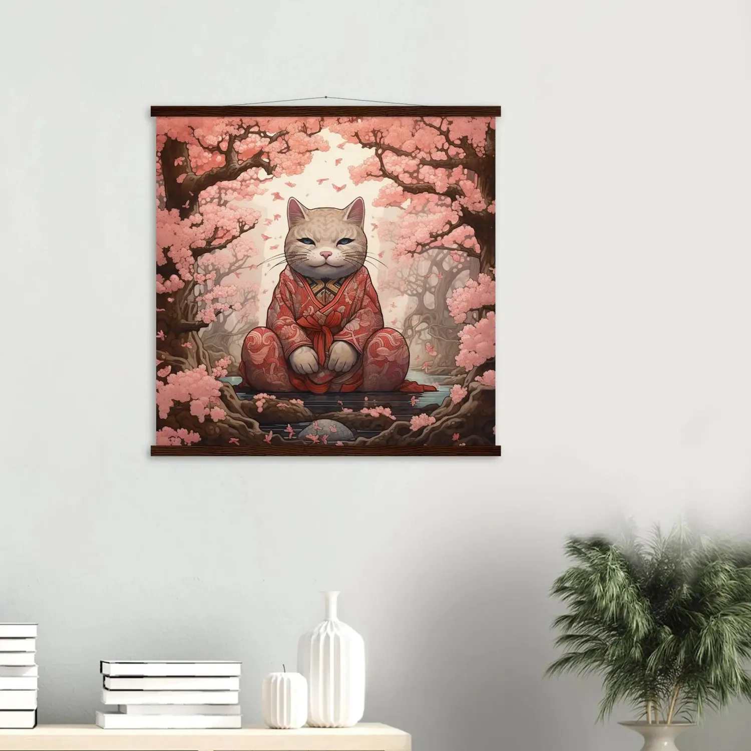 Japon style Tableau Sakura Japonais ‘manekineko’