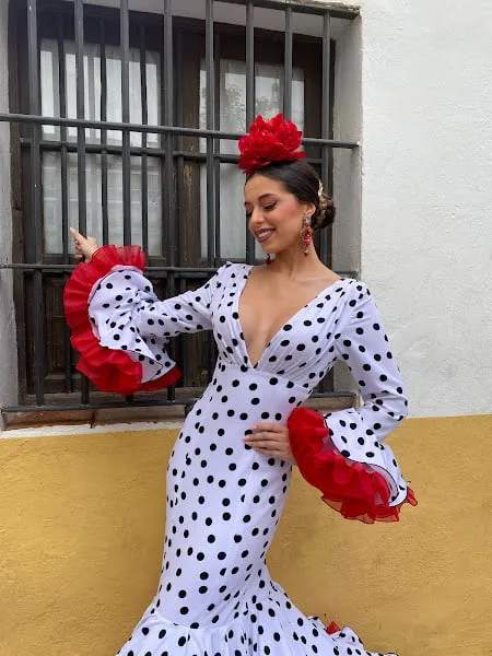 Viva la Feria Clavel robe flamenco pois volants organdi