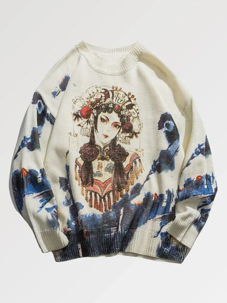 Japon style Pull Geisha Peking Opera