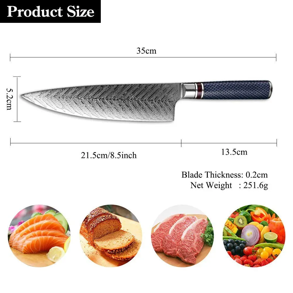 Japon style Morioka Damascus Steel Knife couteau damas