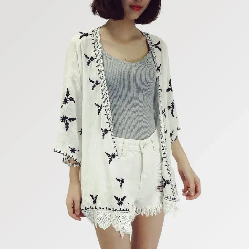 Japon style Flaked kimono court dentelle