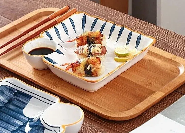 Japon style Plate With Sauce Bowl Hotaka service assiette bol sauce