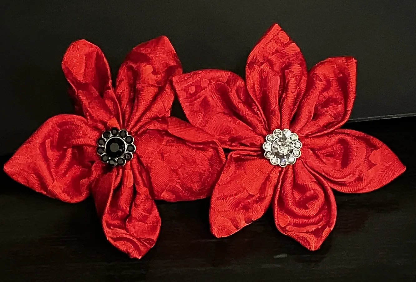 Geht's In Floriale barrette cheveux damassé 2 fleurs