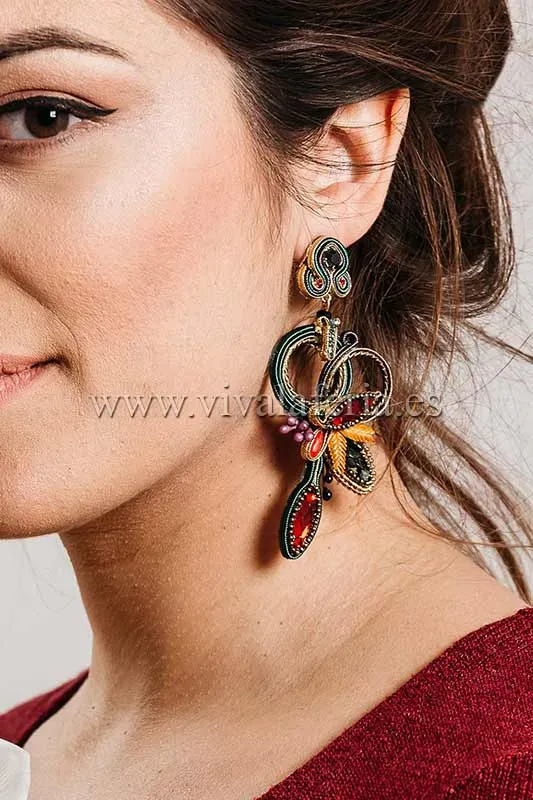 Candela de Reina Genista boucles d'oreilles vertes