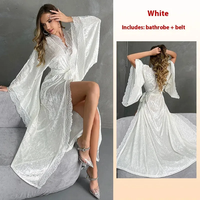 Esprit du Japon Peignoir kimono long femme velours