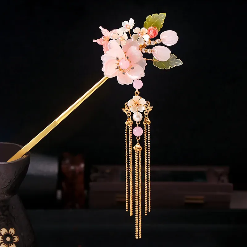 Japon style kanzashi origami pic à cheveux avec perles