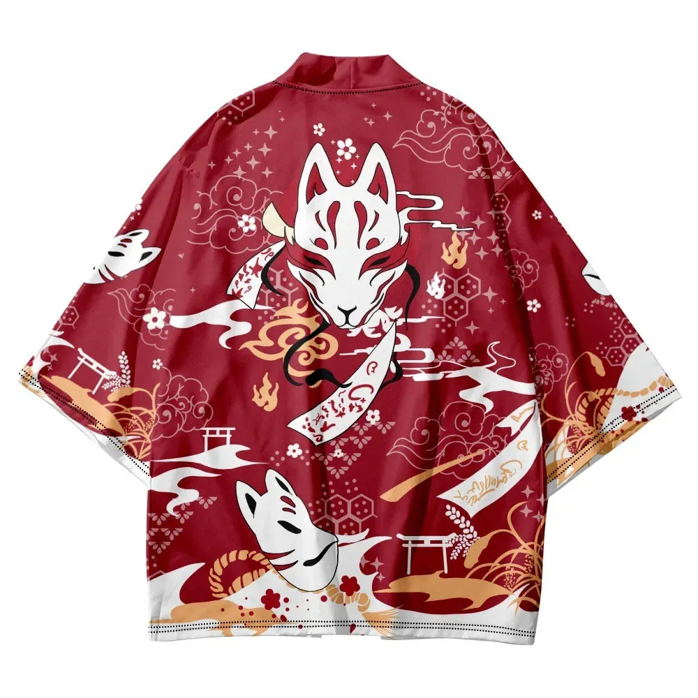 Esprit du Japon veste kimono renard illusion motif kitsune