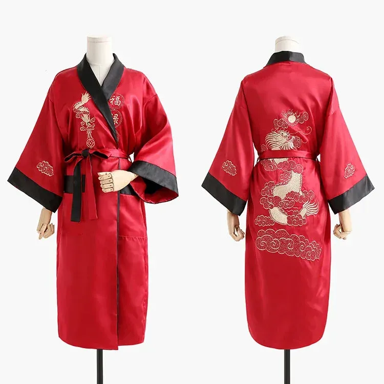 Japon style robe de chambre en soie coupe ample
