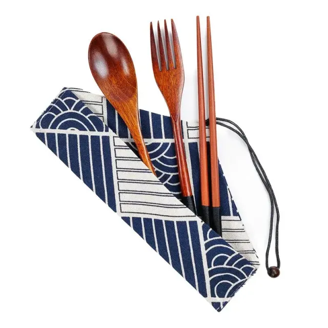 Japon style Set Couverts Patchwork bois laqué