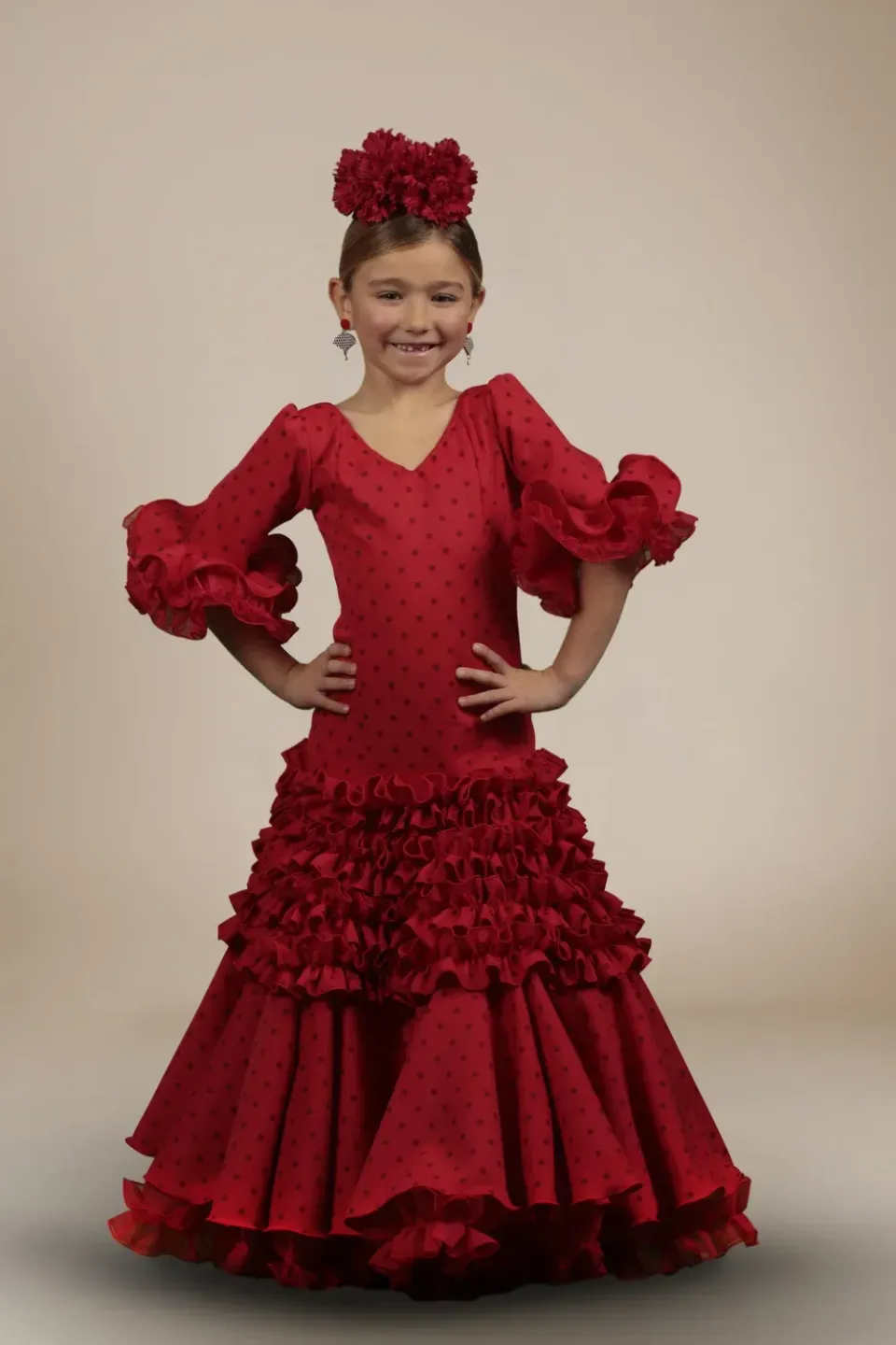Viva La Feria Suspiro robe flamenco fille rouge à pois