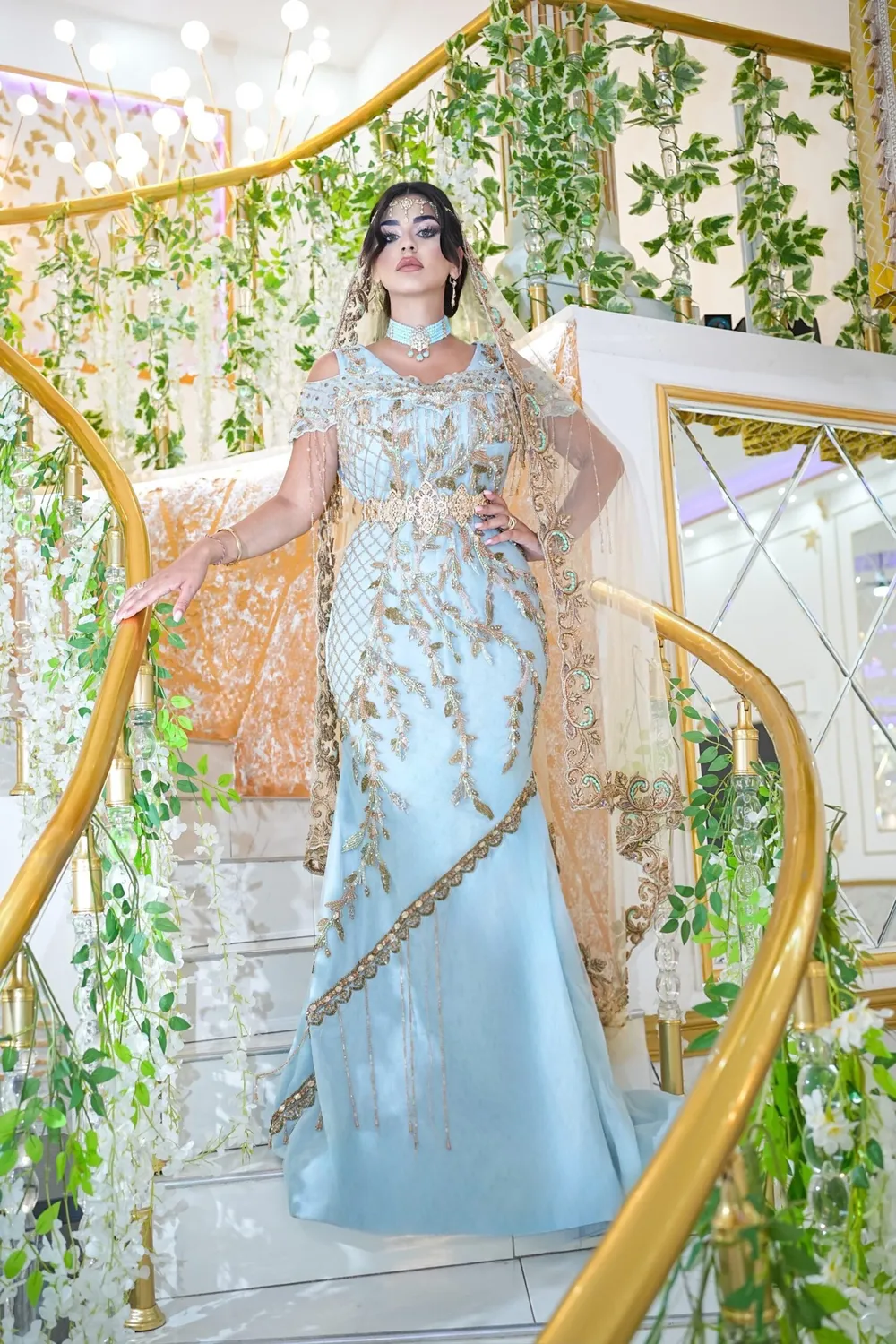 Célèbr'Orient Jasmine robe sirène bleu ciel