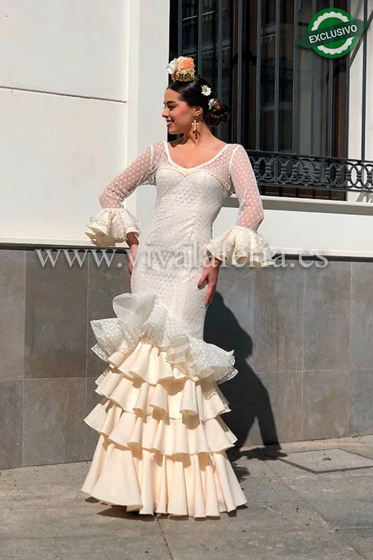 Viva La Feria Carmesí robe flamenco beige