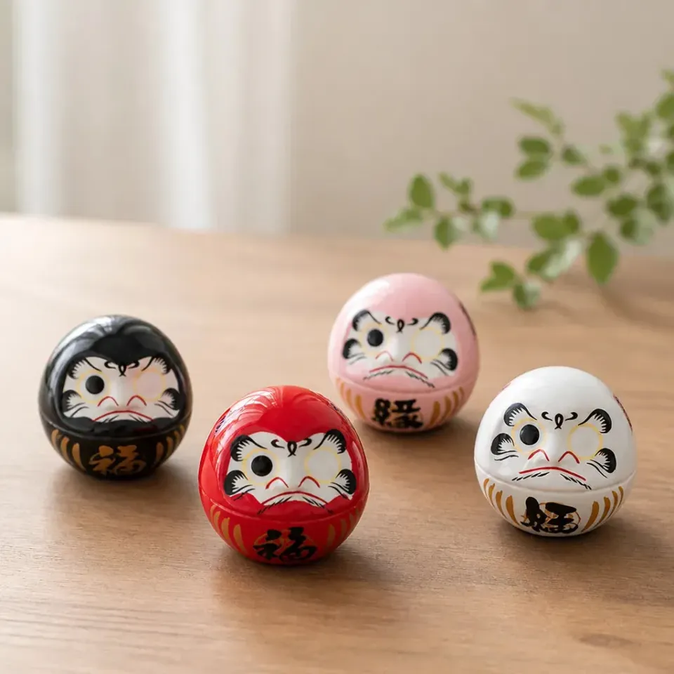 Esprit du Japon daruma porte-bonheur porcelaine vœu