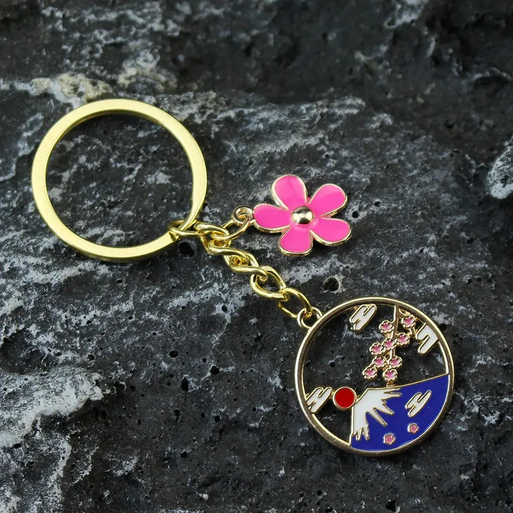 Esprit du Japon porte-clé porte-bonheur doré métal