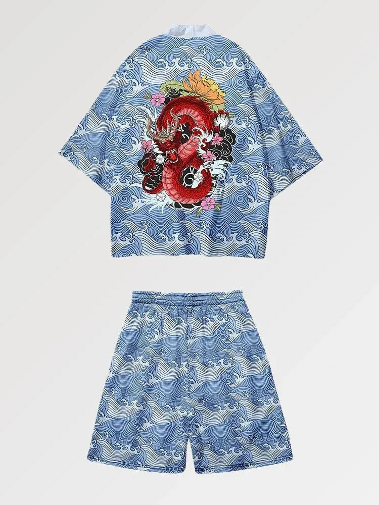 Japon style Red Drake ensemble de kimono motif d’archive