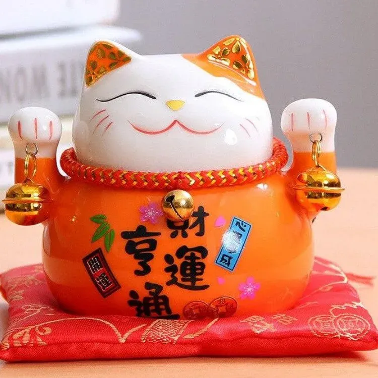 Japon style Oito maneki neko orange porte-bonheur