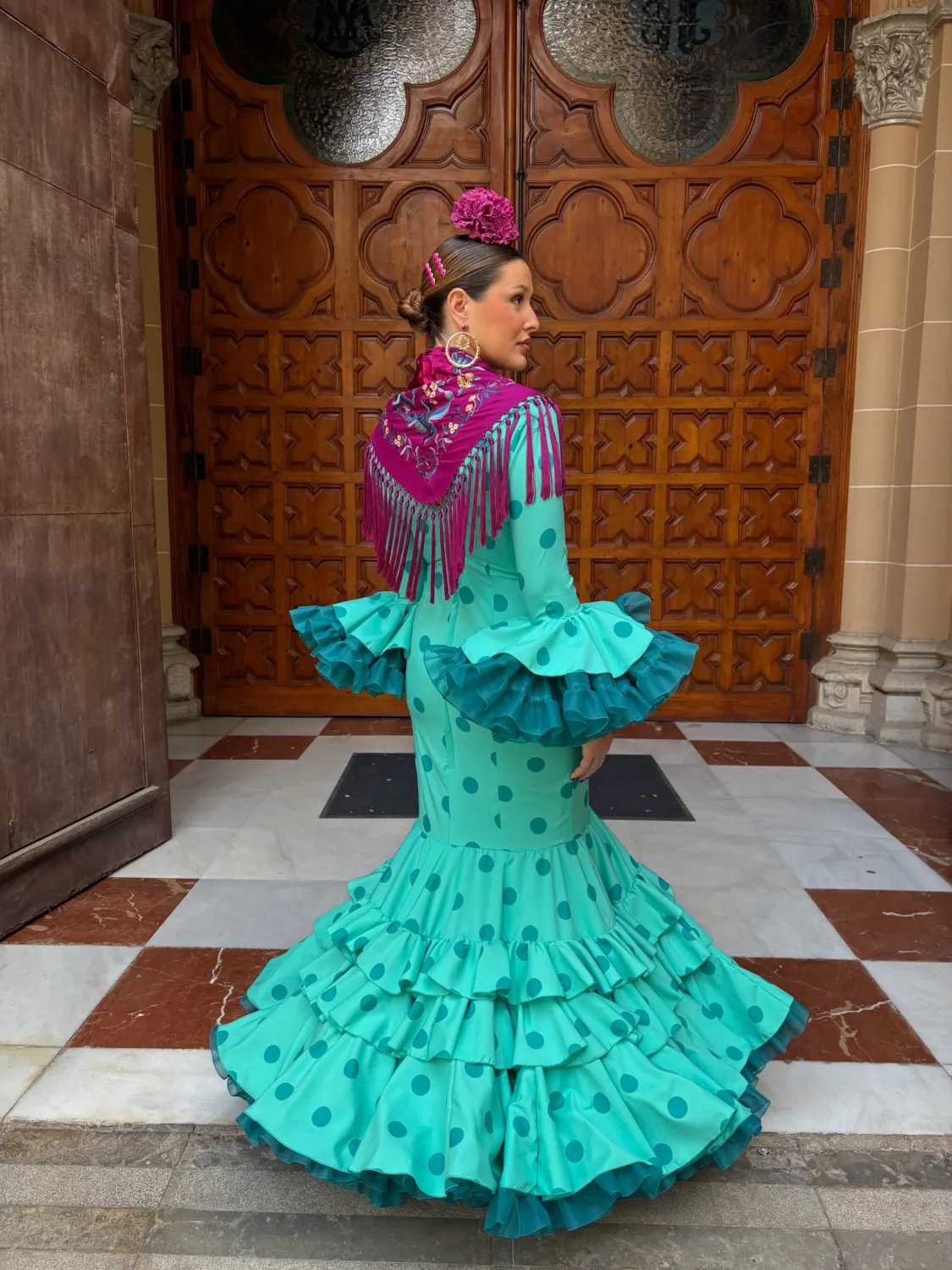 Viva La Feria Canastero Musgo robe flamenca à volants