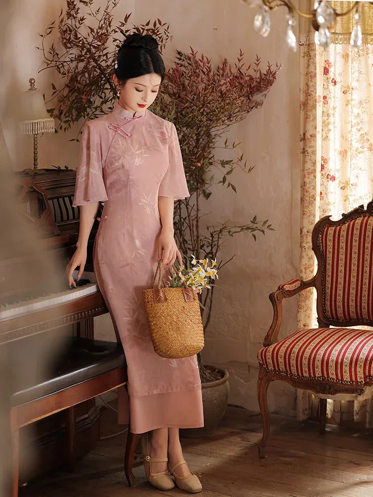 Esprit du Japon robe soirée longue fleurie col officier