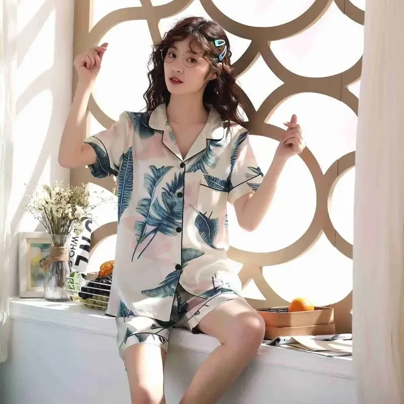 Japon style Pyjama Été soie satinée nuit