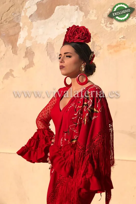 Viva la Feria Canastero robe flamenca rouge quatre volants
