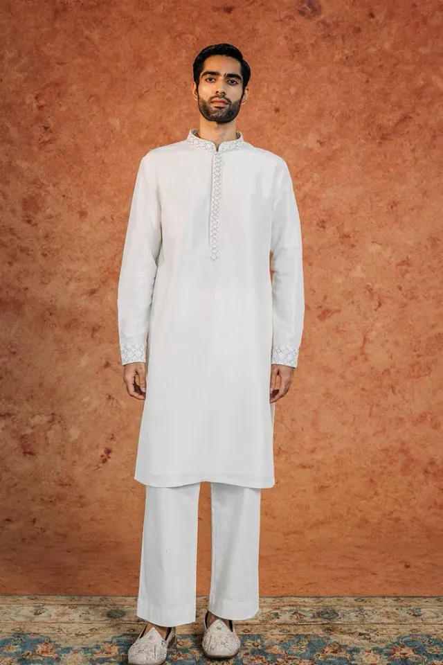 Rahul Mishra Lattice kurta brodé main noir