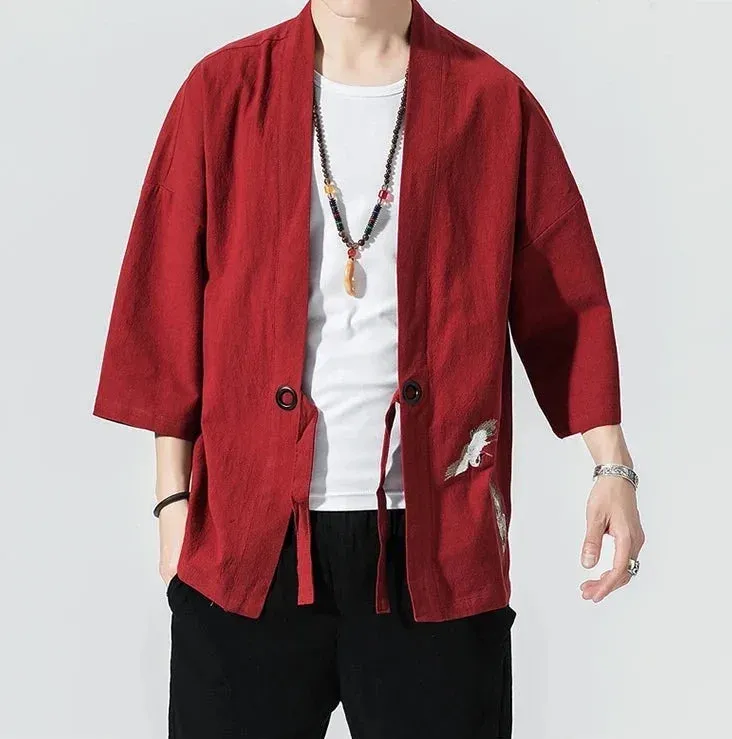 Japon style Cardigan Kimono Homme cardigan coupe ample