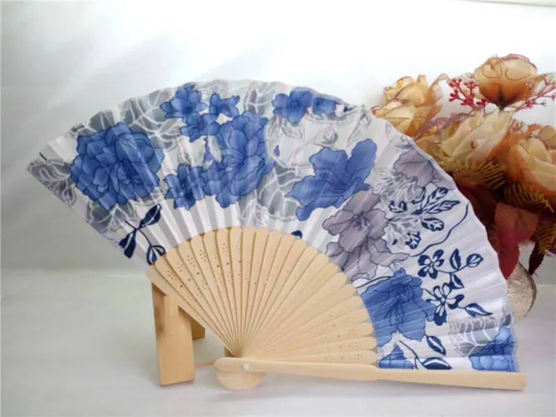 Esprit du Japon éventail bambou tissu fleuri pochette